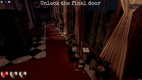 Archival Roblox Dress to Impress Halloween quest environment with a dark library corridor