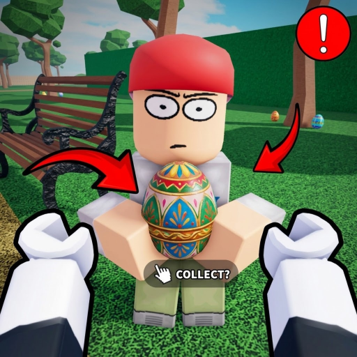 Steal An Egg Roblox egg collection thumbnail showing an avatar holding a decorated egg
