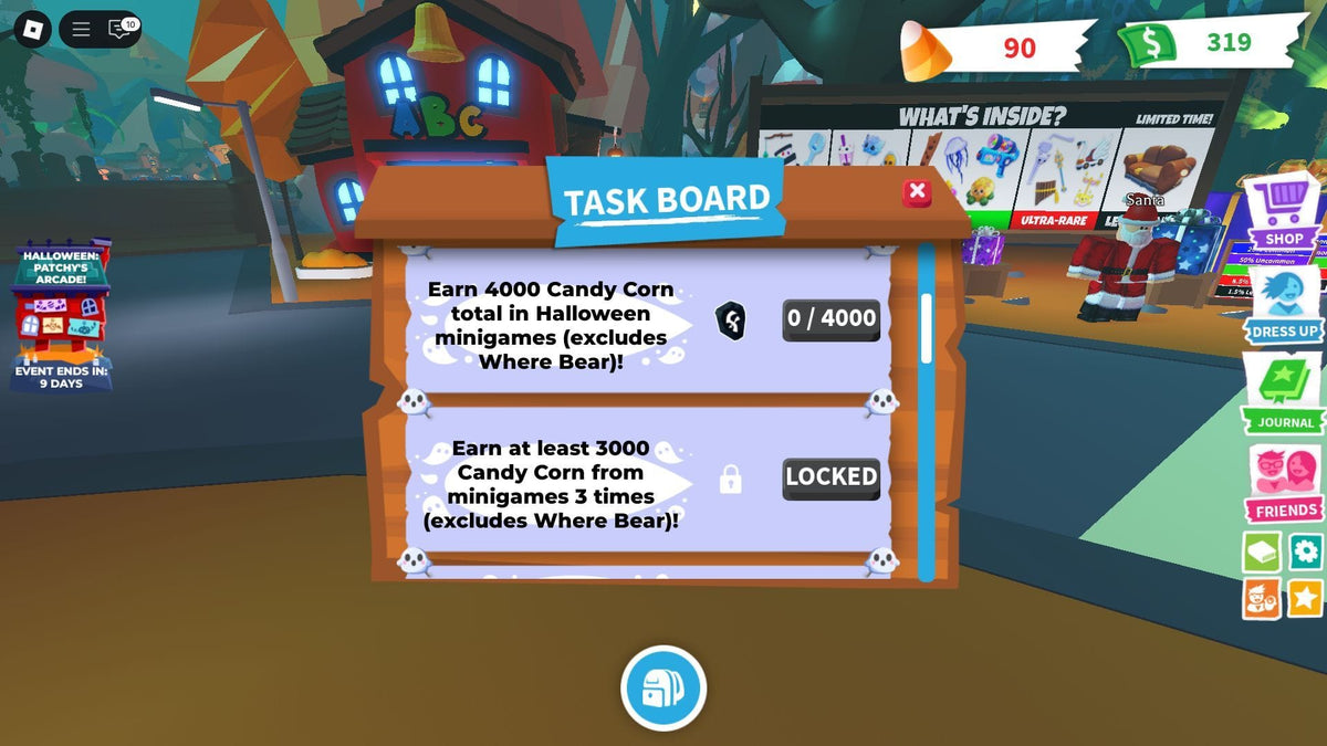 Adopt Me Halloween event task board and seasonal gameplay