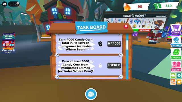 Adopt Me Halloween event task board and seasonal gameplay