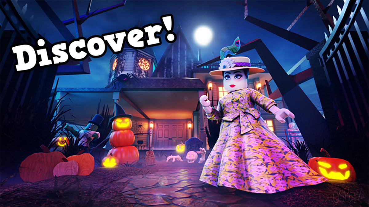 Halloween haunted-house scene from a Roblox Bloxburg quest guide, used as contextual artwork for side-quest reward troubleshooting