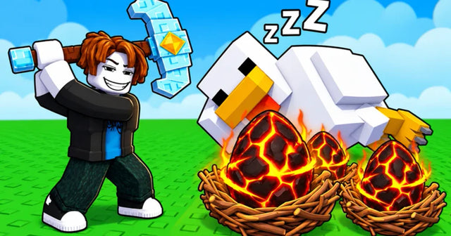 Break and Steal an Egg Halloween update article cover showing Roblox-style avatar and glowing eggs