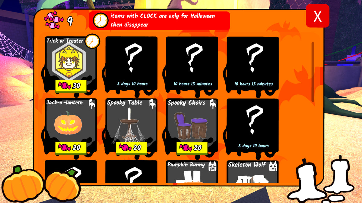 Roblox Halloween shop interface from a previous event, used as historical context for The Hollow item-launcher guide