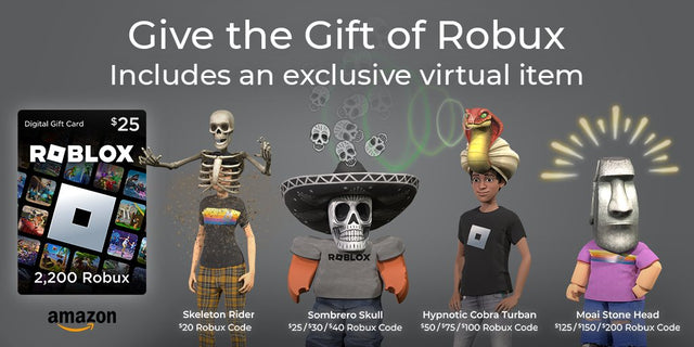 Roblox official X post showing a gift card and bonus virtual items in a past Halloween promotion