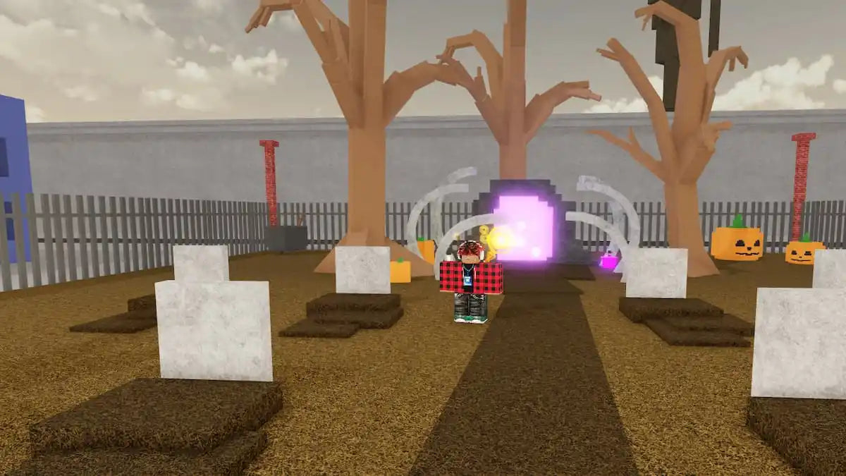 Historical Jujutsu Shenanigans Halloween cemetery portal image used as seasonal context, not evidence of a 2026 server crash