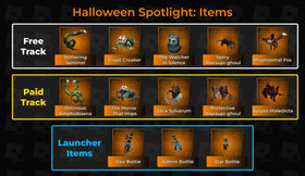Roblox Halloween Spotlight rewards graphic used only as a general avatar-reward illustration; not The Hollow inventory