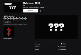 Murder Mystery 2 Halloween event announcement artwork from the 2025 event, used as historical context