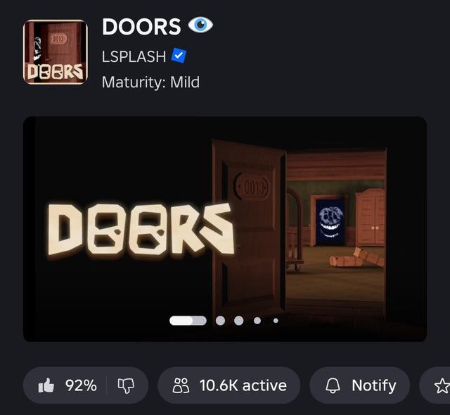DOORS game page thumbnail showing an open wooden door and a dark room, used as the article’s featured image
