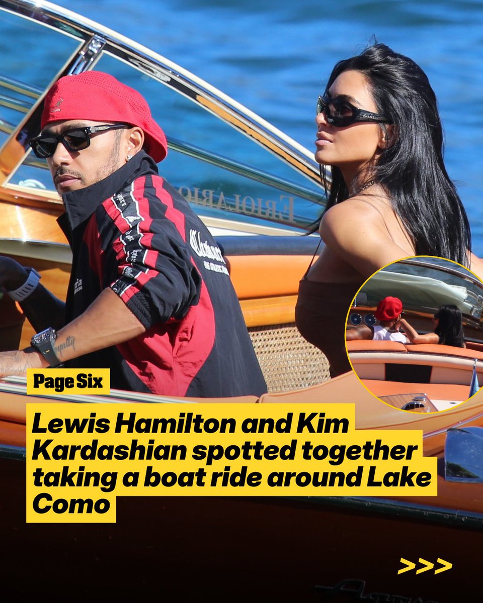 Kim Kardashian and Lewis Hamilton Spotted on Lake Como Boat Ride