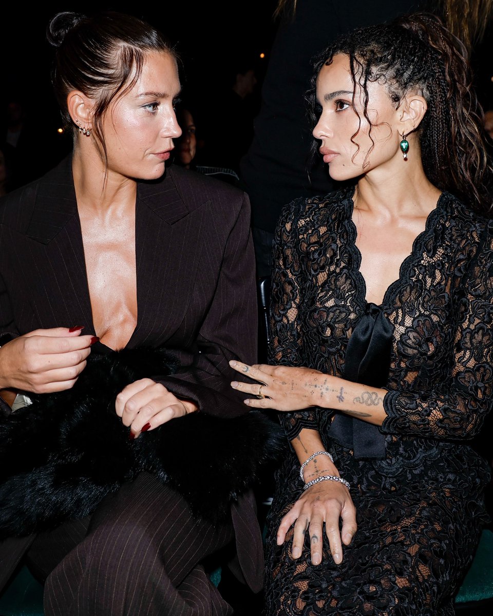Zoë Kravitz’s Sheer Lace Skirt Suit at Saint Laurent SS27 Stole the Front Row