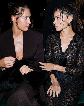 Zoë Kravitz’s Sheer Lace Skirt Suit at Saint Laurent SS27 Stole the Front Row