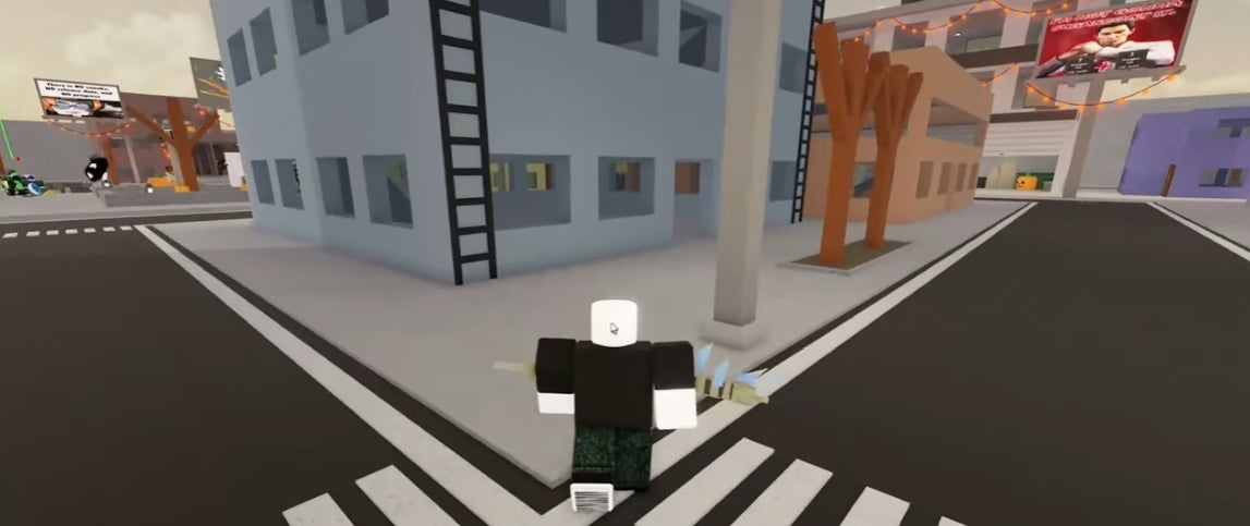 Jujutsu Shenanigans Halloween city screenshot illustrating the seasonal game environment