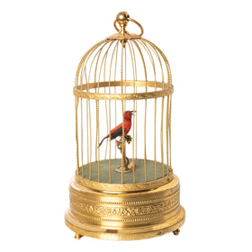 Antique German singing-bird automaton in a brass cage, illustrative image for the Kelly Clarkson $2,000 bird alternative story