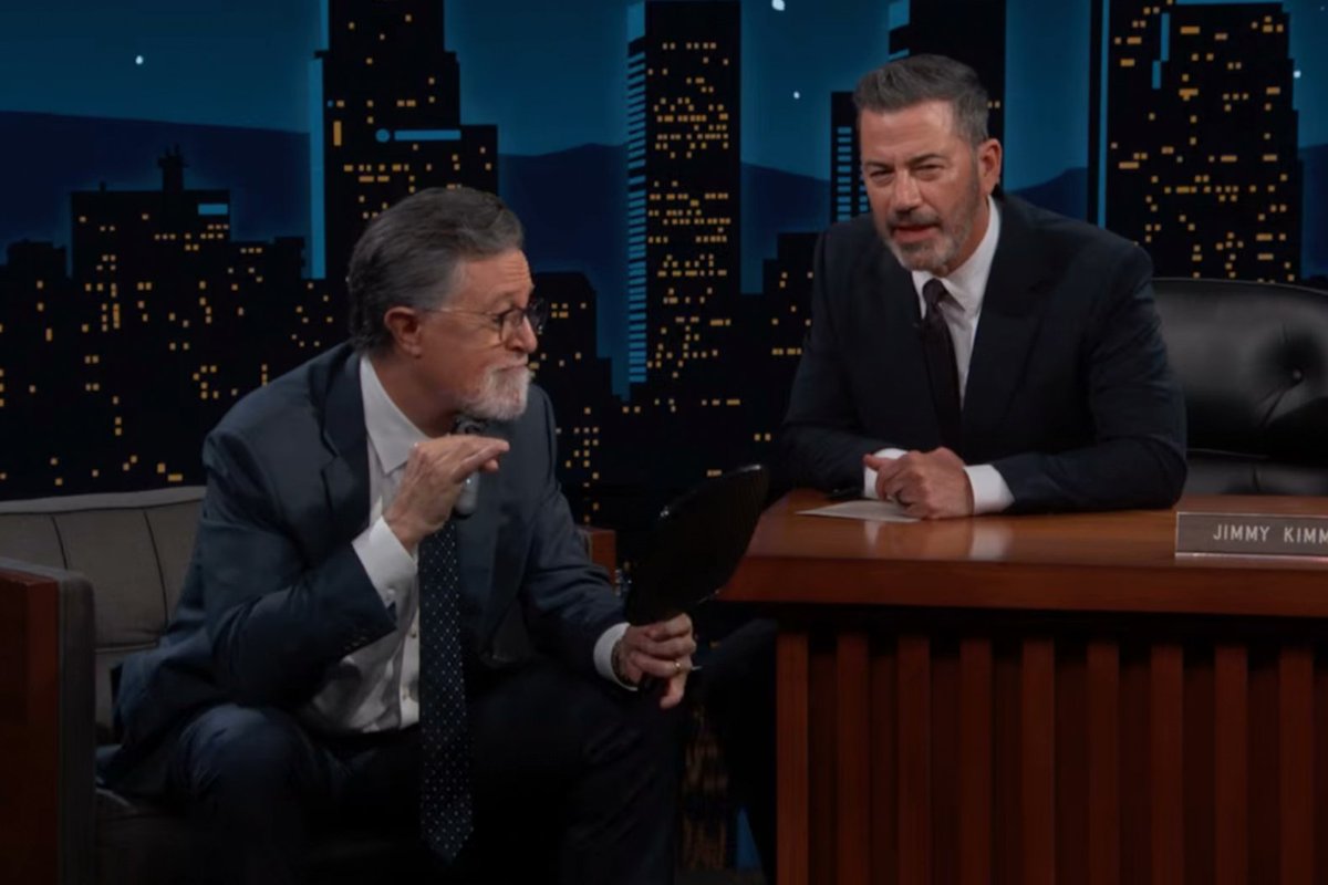 Stephen Colbert Shaves Beard Live on Jimmy Kimmel After Emmy Win