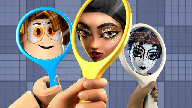 Roblox avatar makeup examples with contrasting cosmetic styles