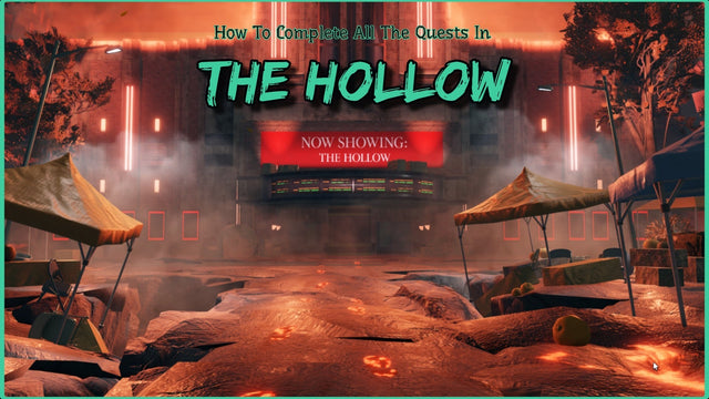 Roblox The Hollow Halloween event hub entrance with the Now Showing The Hollow sign