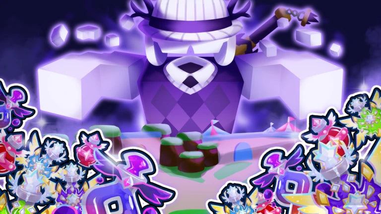 Bubble Gum Simulator INFINITY Shadow Admin Abuse event banner with purple character artwork