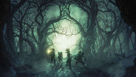 Roblox Halloween-themed forest artwork illustrating seasonal event rewards