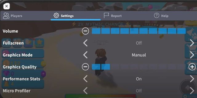 Roblox mobile graphics and performance settings menu