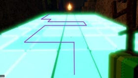 Roblox The Hollow Floor 4 puzzle route shown on blue tiles, illustrating the event catch-up guide