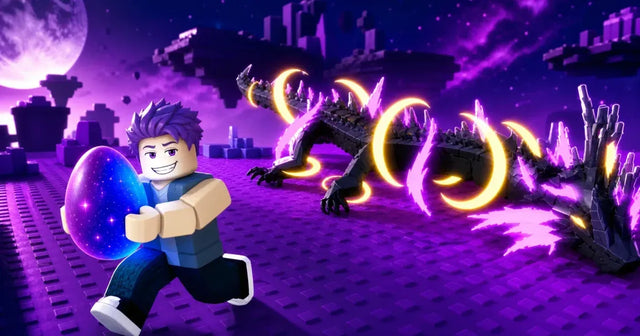 Steal An Egg Roblox avatar carrying a glowing egg in a moonlit game world