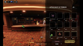 The Hollow Little Shop of Terror with the Avatar Items grid and Ticket shop interface