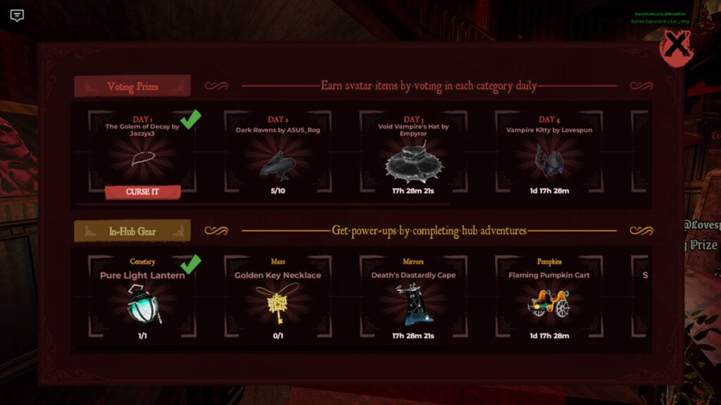 Historical Roblox Halloween event reward board, used as an illustrative cover rather than a screenshot of The Hollow's 2026 shop