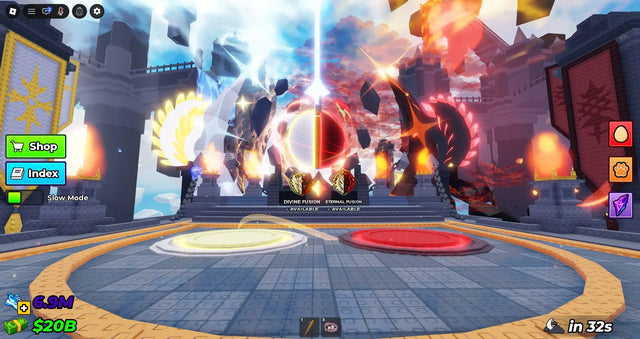 Steal an Egg fusion shrine gameplay screenshot; odds for Divine Cursed Monarch remain unconfirmed