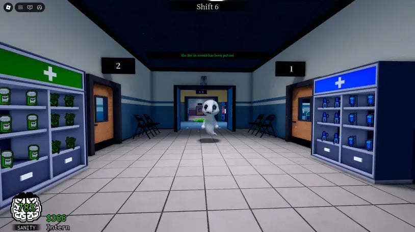 Roblox Animal Hospital horror corridor, illustrative image for The Hollow Mimic Hoodie quest guide
