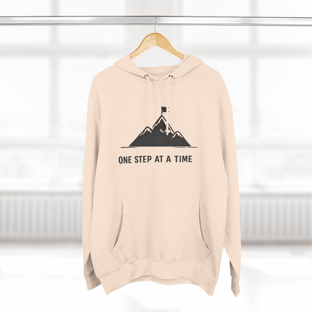 Hoodie - 'One Step at a Time' Mountain Graphic Fleece Hoodie