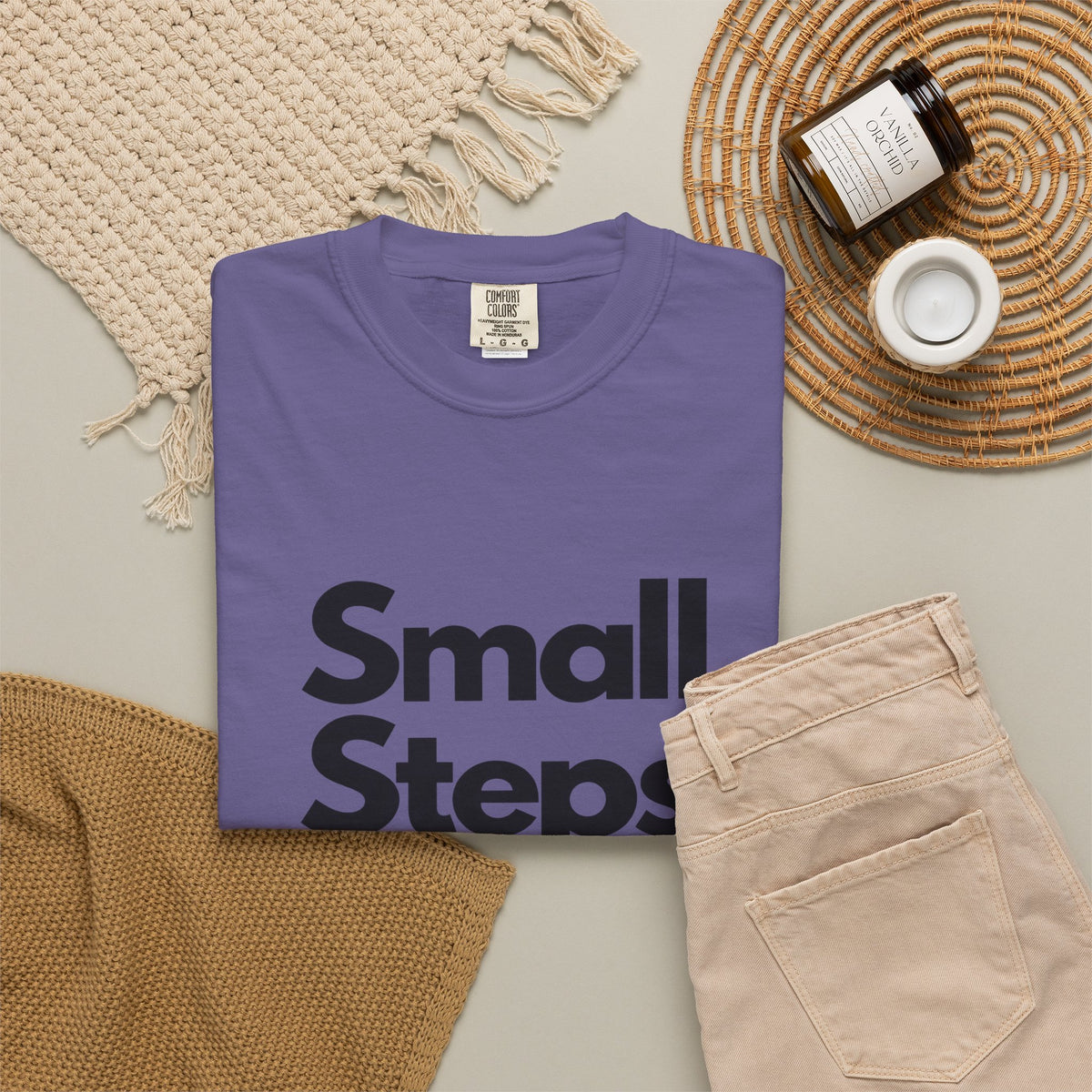 Motivational Tee — “Small Steps Every Day.” Inspirational Casual T-Shirt