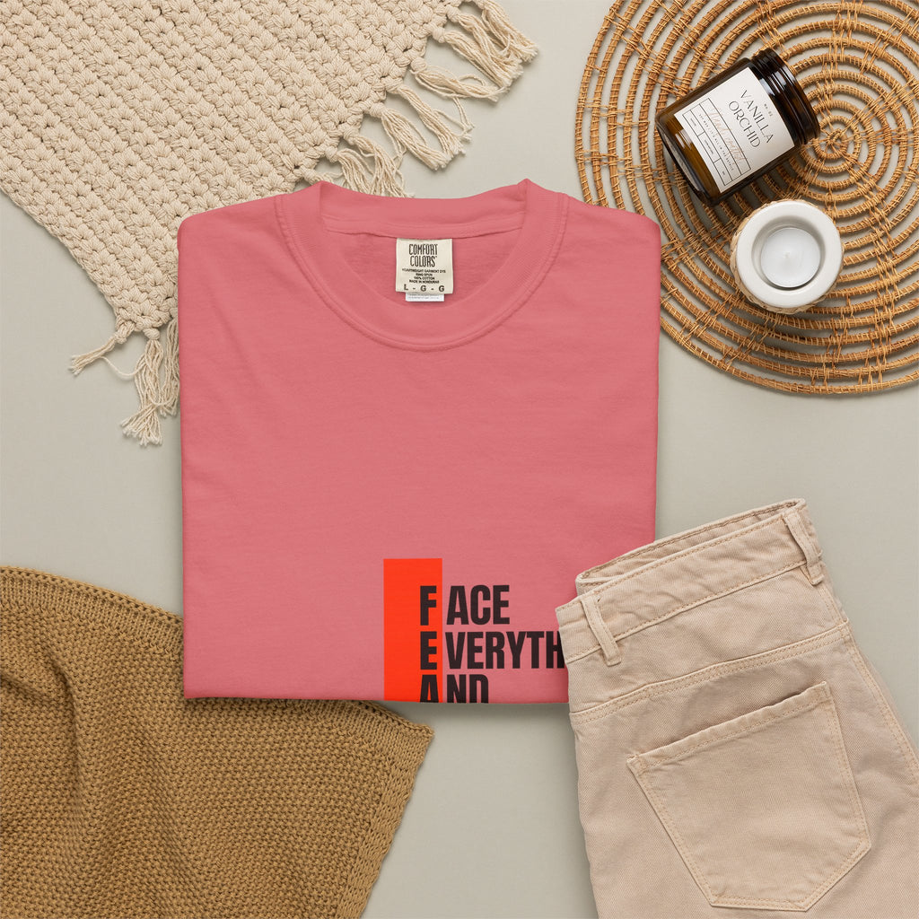 Motivational T-Shirt — "FEAR: Face Everything And Rise" Bold Red Accent