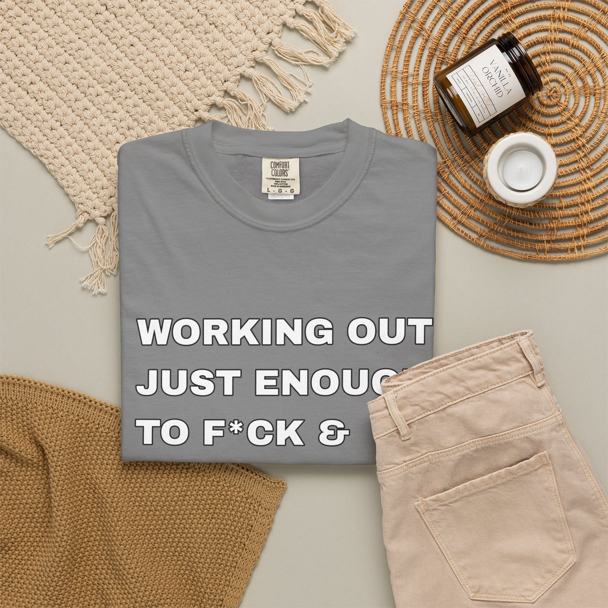 GYM T-Shirt — "Working Out Just Enough to F*ck & Fight" Motivational Sarcastic Tee
