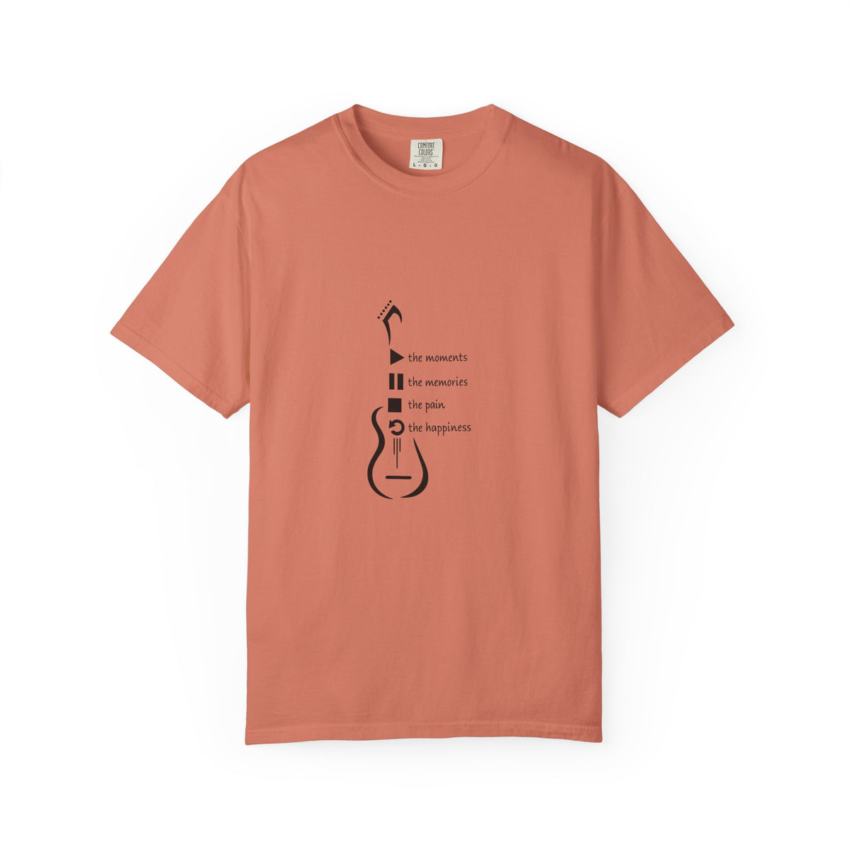 Guitar Silhouette Tee — "Our Moments, Our Memories, Our Music, Our Happiness"