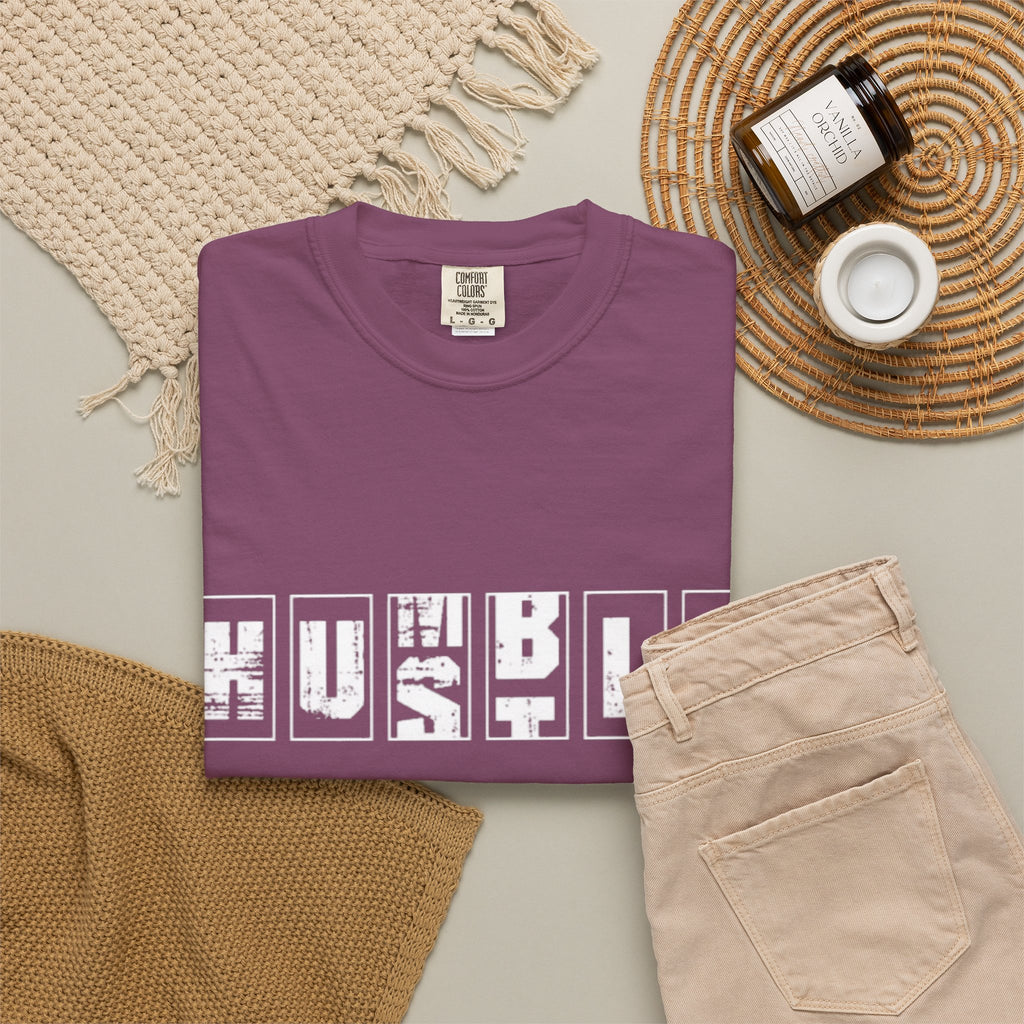 Hustle Block Letter T-Shirt — Vintage Graphic Tee with 'HUSTLE' Design