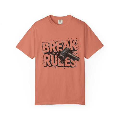 Break Rules T-Shirt — Graphic 'Break Rules' Design with Hammer
