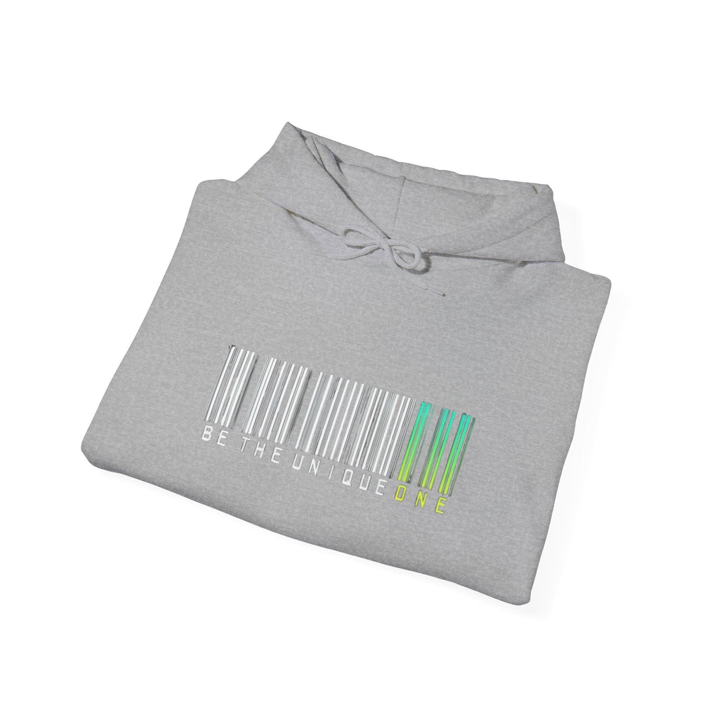 Unique One Barcode Hoodie — "Be the Unique One" Graphic Pullover