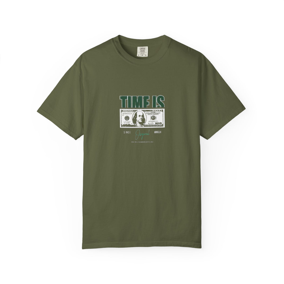 Money Vibe T-Shirt — "TIME IS" Graphic Dollar Bill Tee