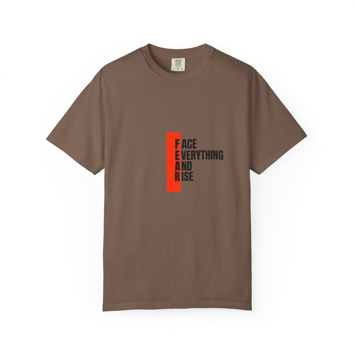 Motivational T-Shirt — "FEAR: Face Everything And Rise" Bold Red Accent