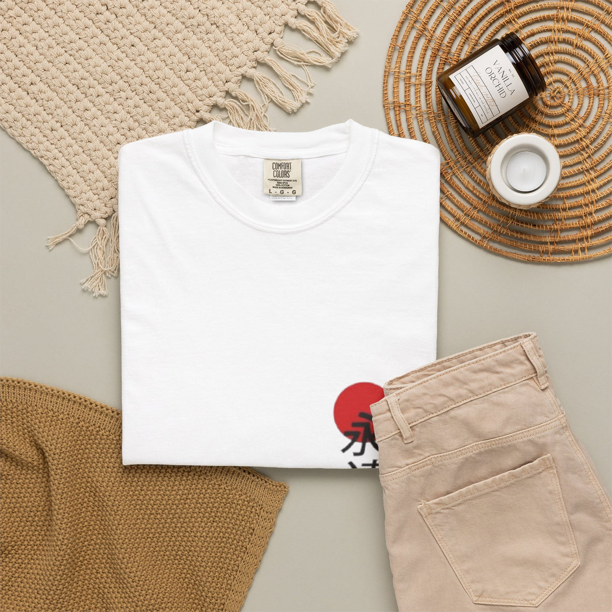 Japanese Victory Tee — "永遠に勝つ" Vertical Sun Graphic T-Shirt