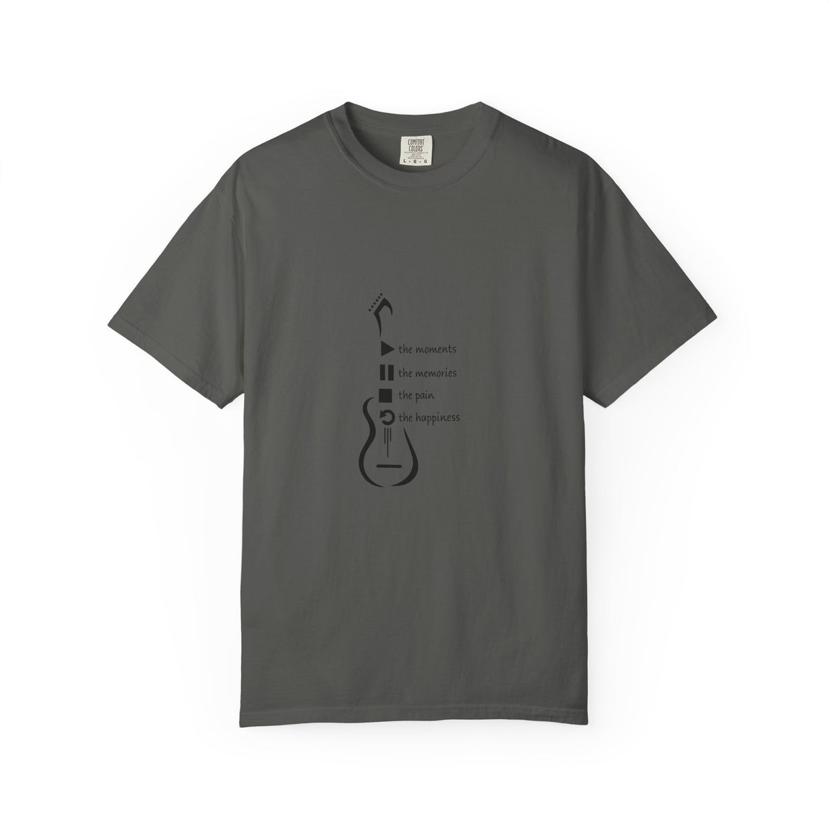 Guitar Silhouette Tee — "Our Moments, Our Memories, Our Music, Our Happiness"