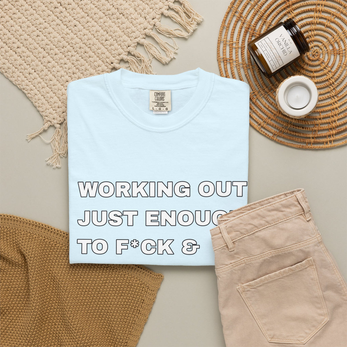 GYM T-Shirt — "Working Out Just Enough to F*ck & Fight" Motivational Sarcastic Tee