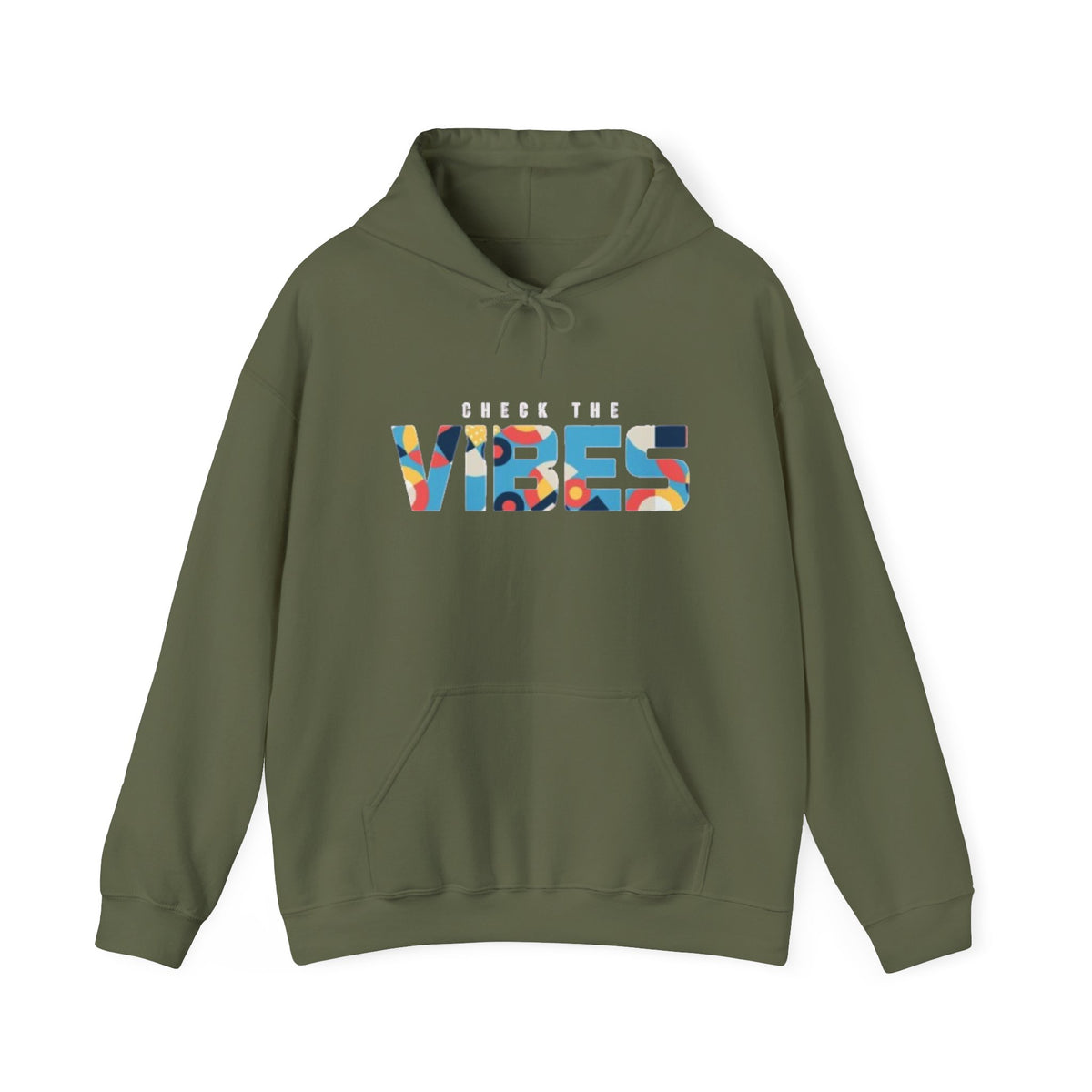 Check The Vibes Hoodie – Colorful Retro Graphic Pullover