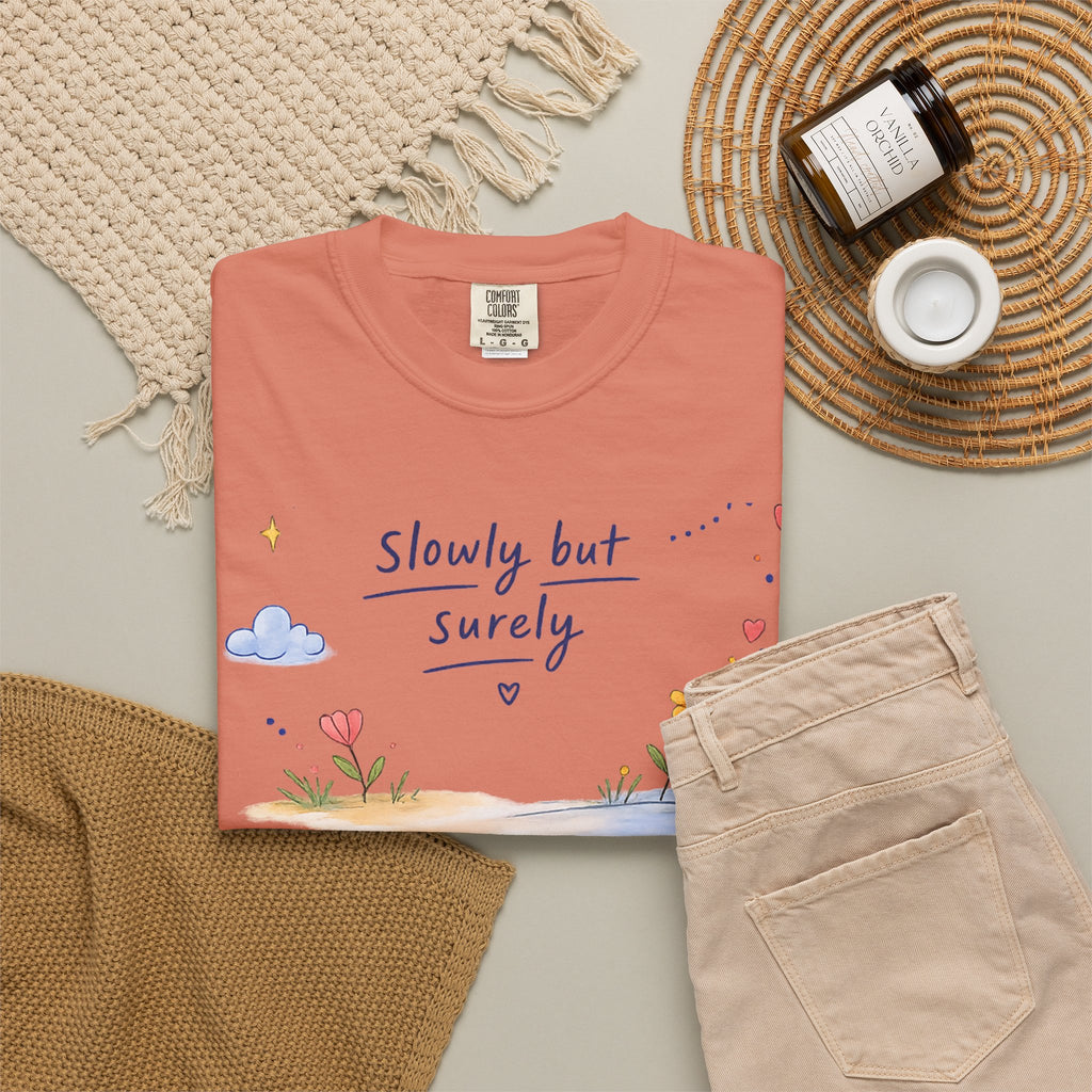 T-Shirt — "Slowly but Surely" Cute Doodle Graphic Tee