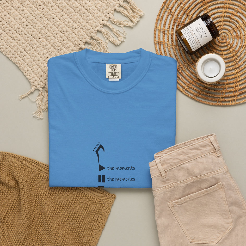 Guitar Silhouette Tee — "Our Moments, Our Memories, Our Music, Our Happiness"