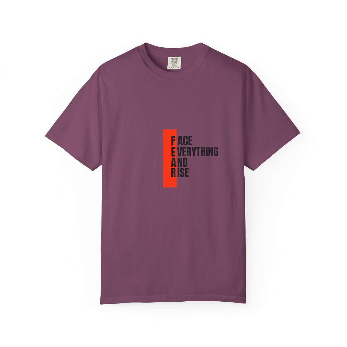 Motivational T-Shirt — "FEAR: Face Everything And Rise" Bold Red Accent