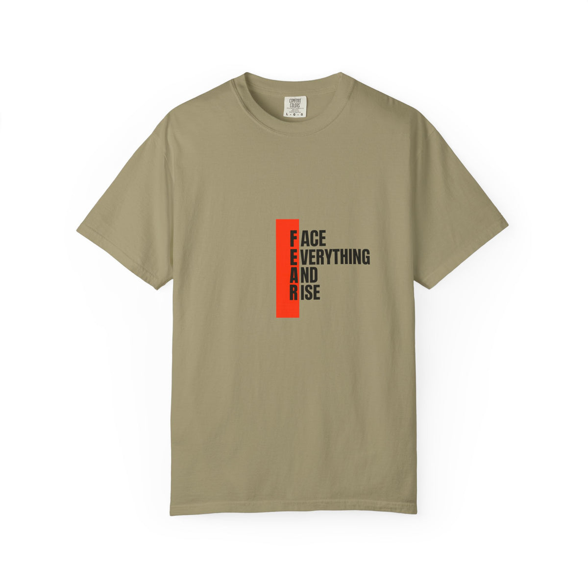 Motivational T-Shirt — "FEAR: Face Everything And Rise" Bold Red Accent