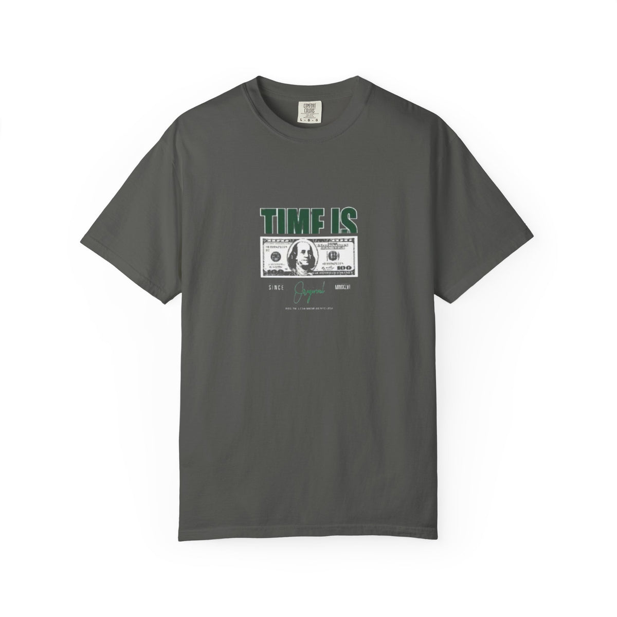 Money Vibe T-Shirt — "TIME IS" Graphic Dollar Bill Tee