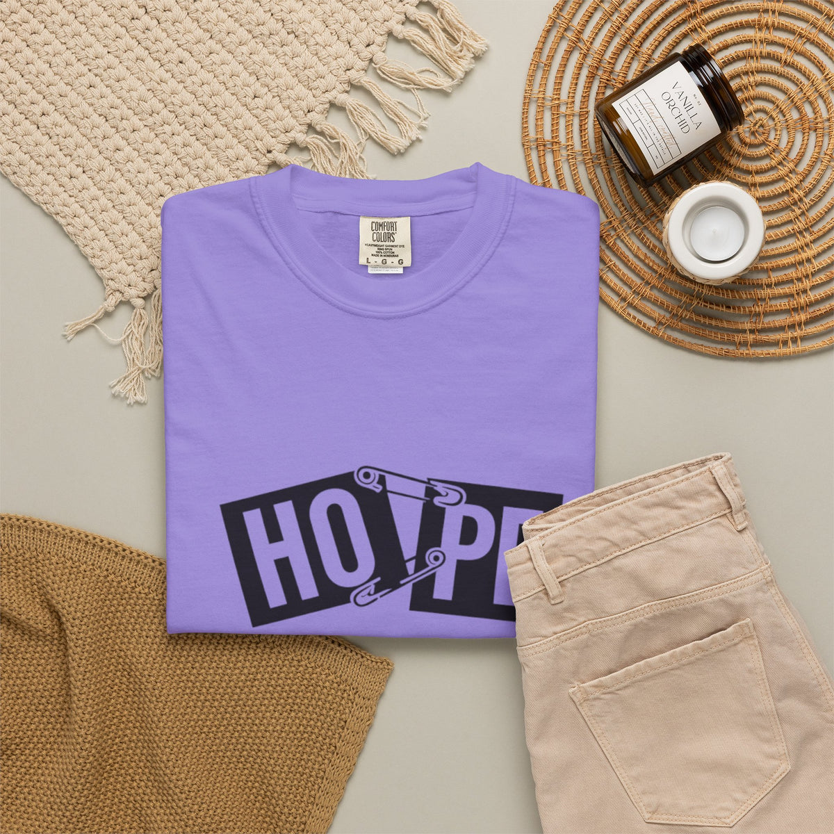 Hope Safety Pin T-Shirt — Graphic 'HOPE' Design