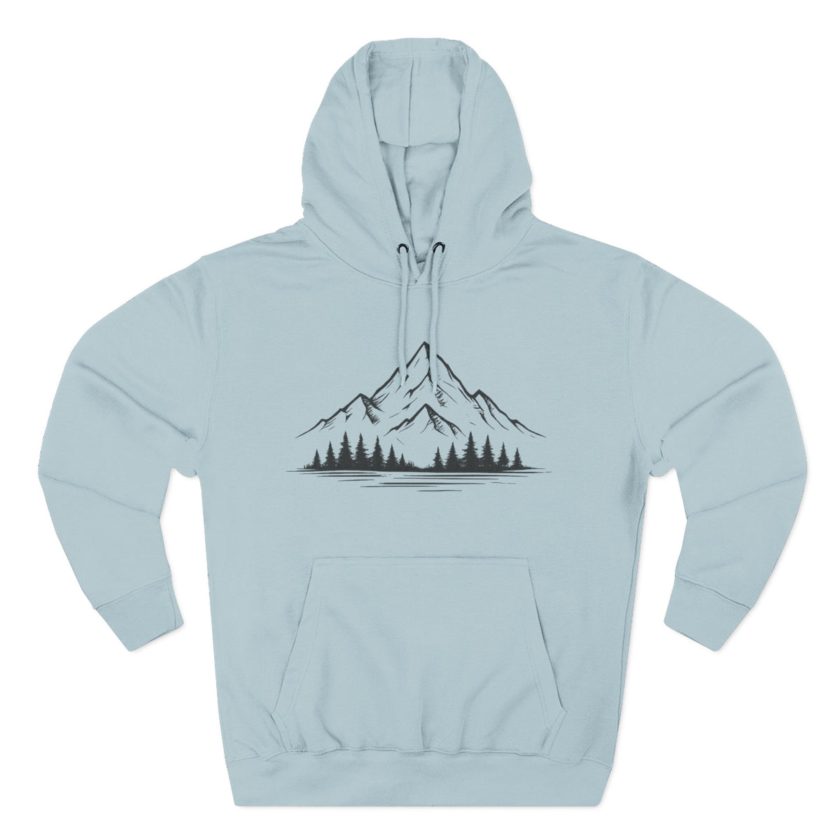 Mountain Pines Hoodie — Minimal Mountain & Forest Graphic Pullover